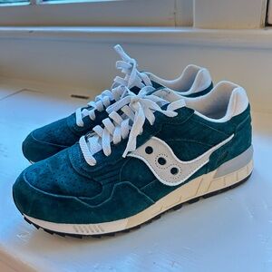Green saucony sneakers